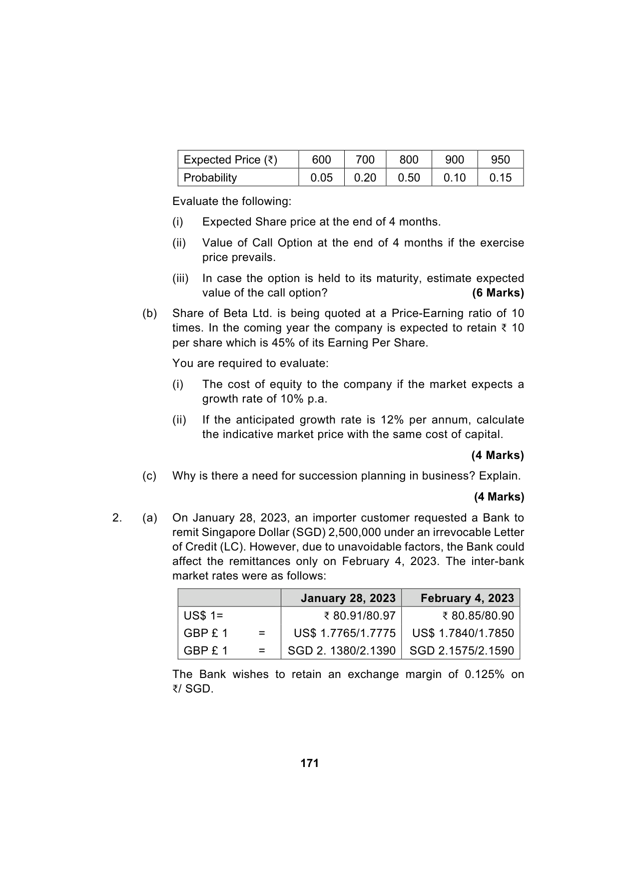 Paper 2: Advanced Financial Management — Model Test Paper 7, question page 6