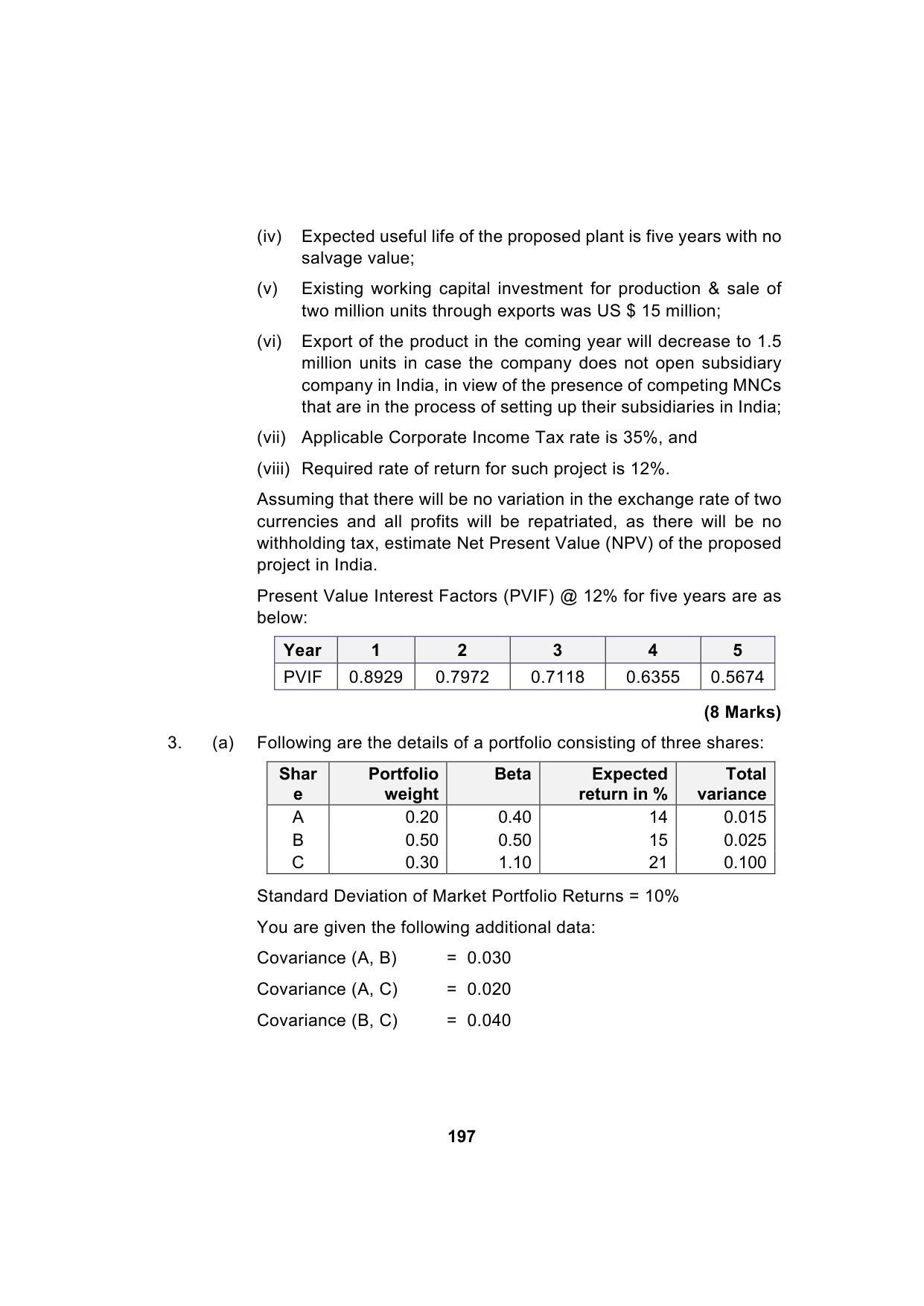 Paper 2: Advanced Financial Management — Model Test Paper 9, question page 8