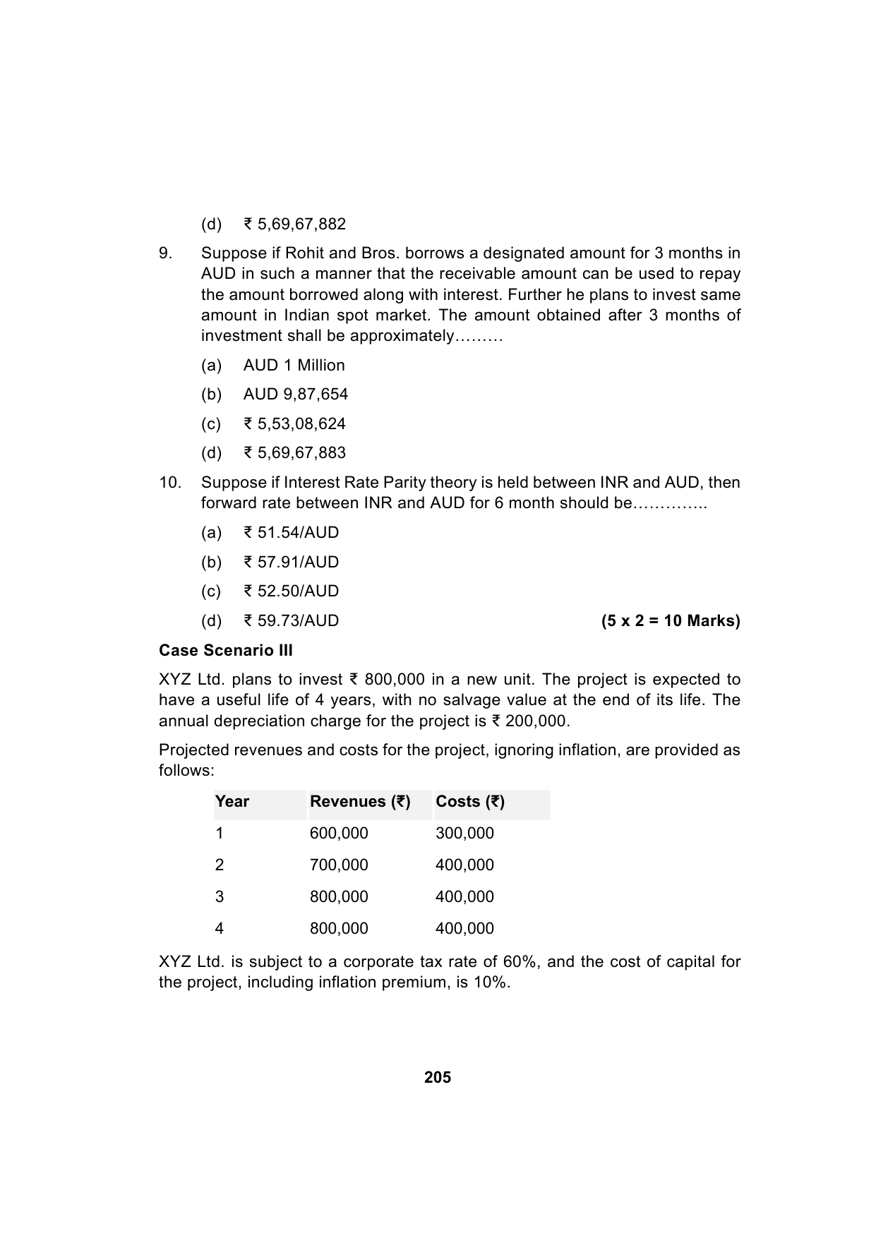 Paper 2: Advanced Financial Management — Model Test Paper 10, question page 4