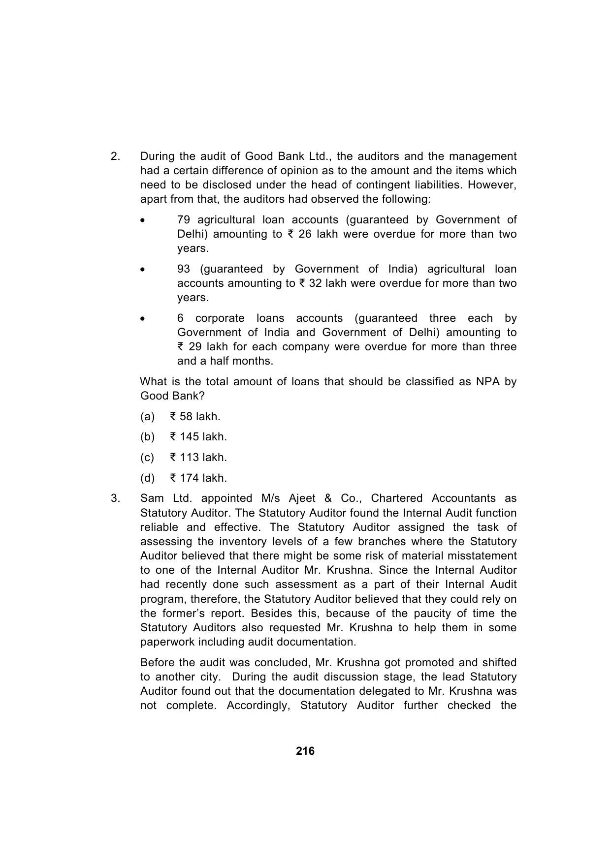 Paper 3: Advanced Auditing, Assurance and Professional Ethics — Model Test Paper 1, question page 2