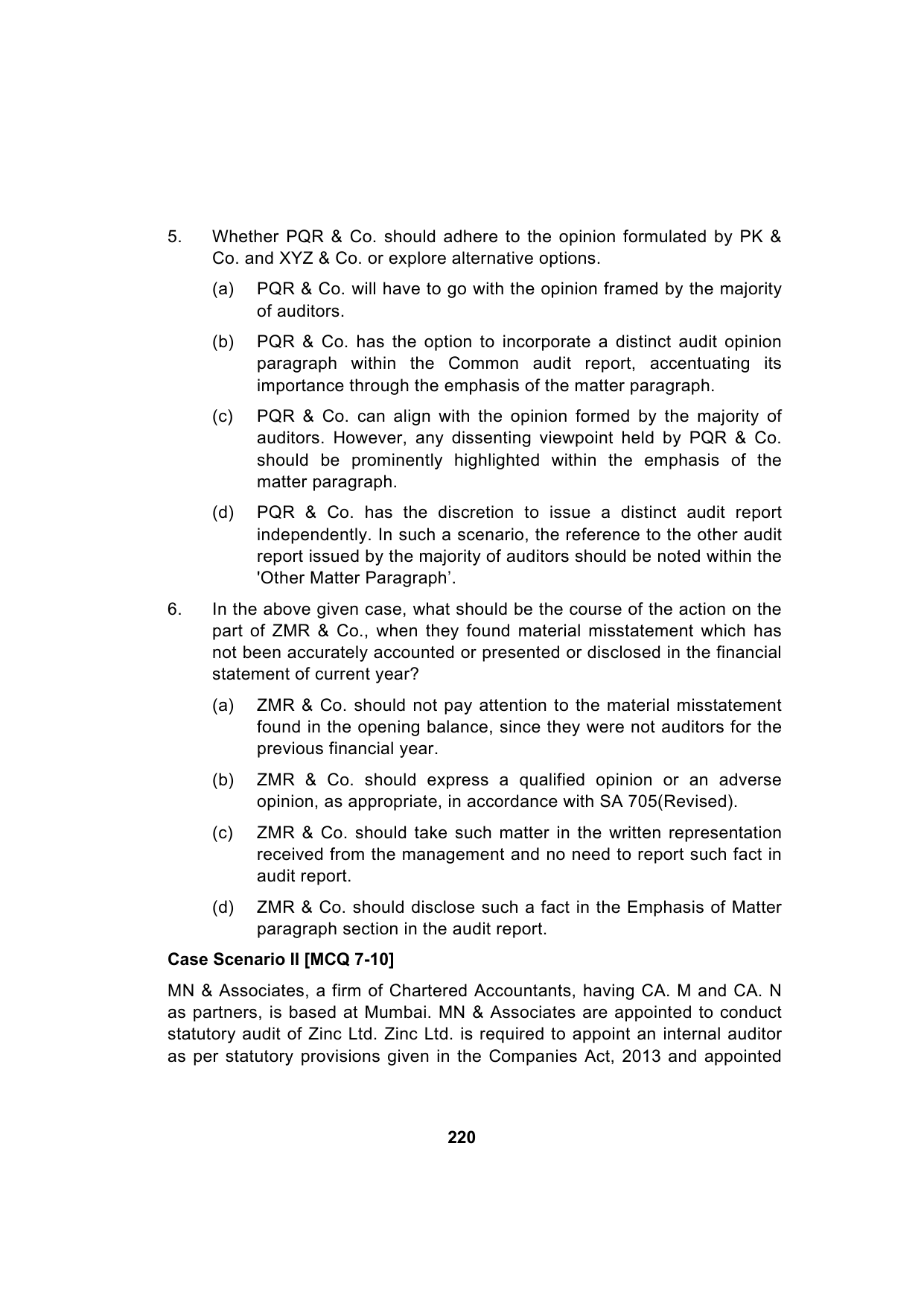 Paper 3: Advanced Auditing, Assurance and Professional Ethics — Model Test Paper 1, question page 6