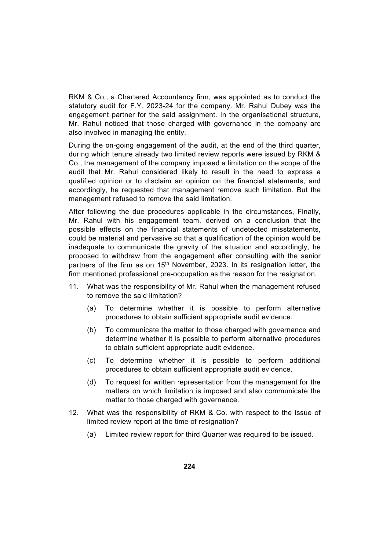 Paper 3: Advanced Auditing, Assurance and Professional Ethics — Model Test Paper 1, question page 10