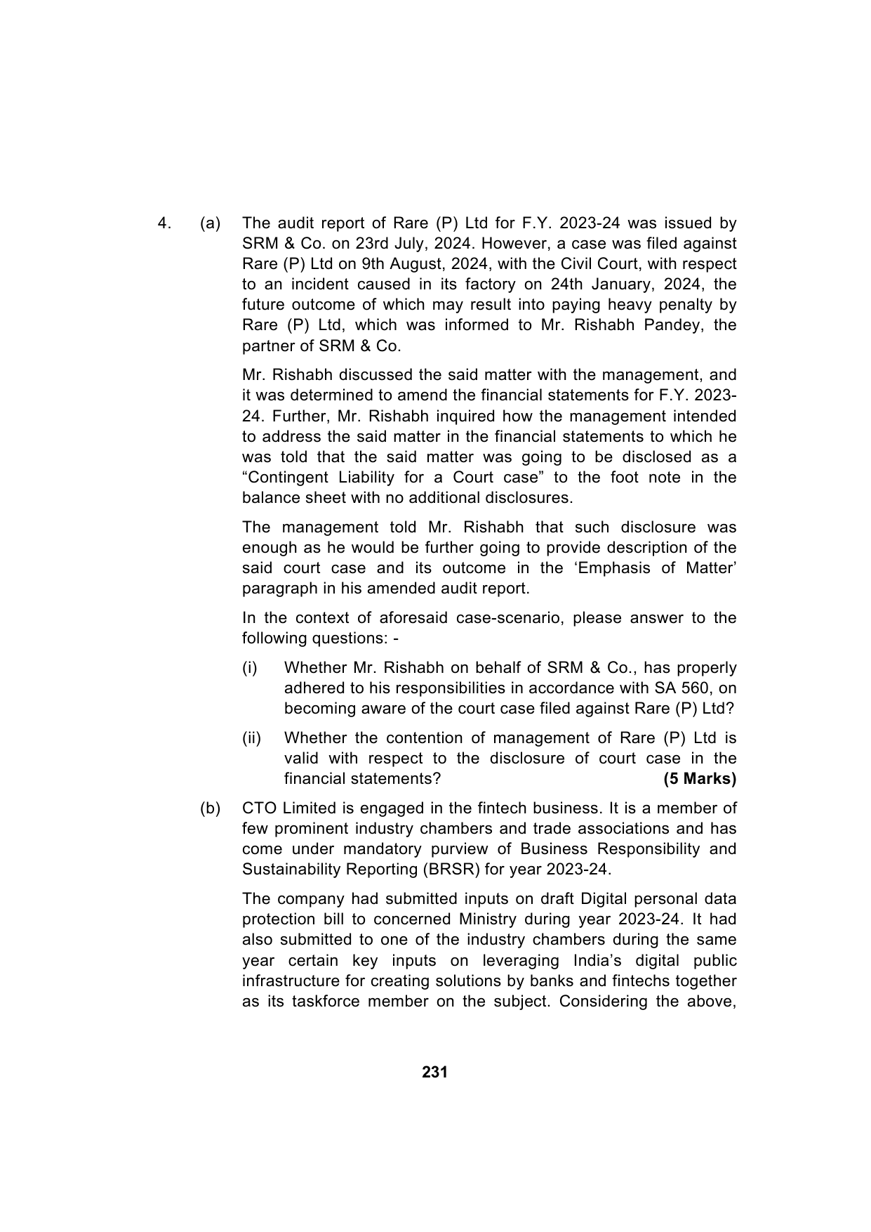 Paper 3: Advanced Auditing, Assurance and Professional Ethics — Model Test Paper 1, question page 17