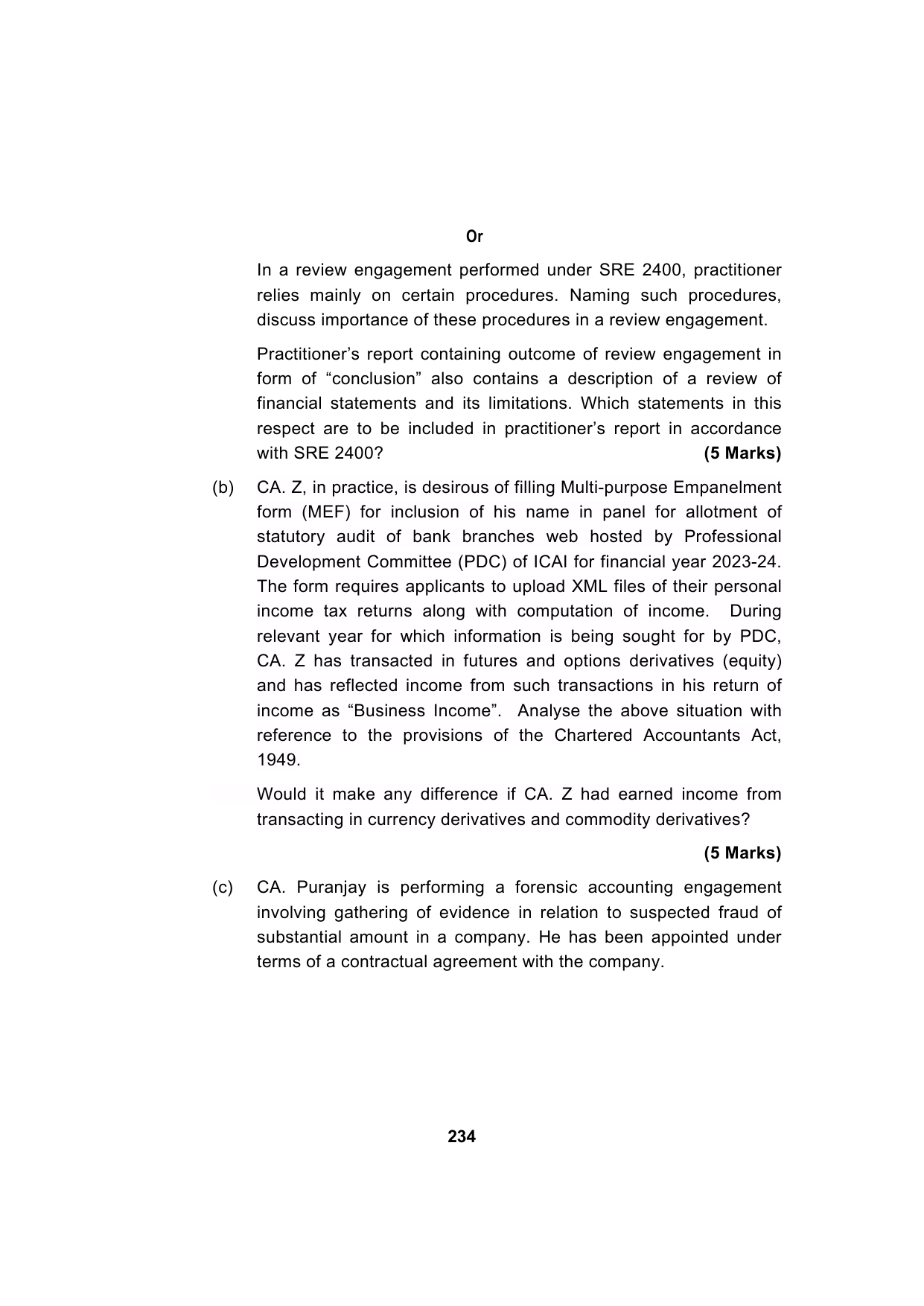 Paper 3: Advanced Auditing, Assurance and Professional Ethics — Model Test Paper 1, question page 20