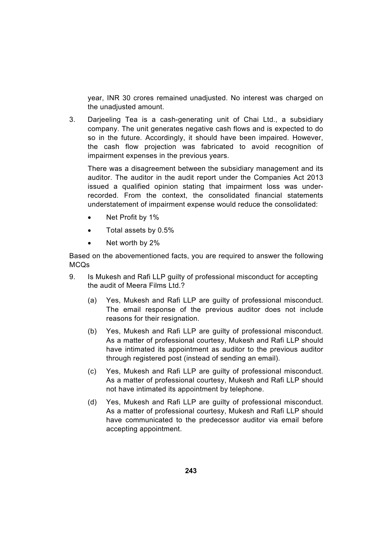 Paper 3: Advanced Auditing, Assurance and Professional Ethics — Model Test Paper 2, question page 8