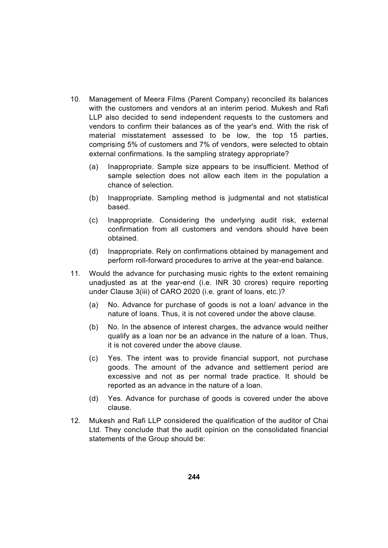 Paper 3: Advanced Auditing, Assurance and Professional Ethics — Model Test Paper 2, question page 9