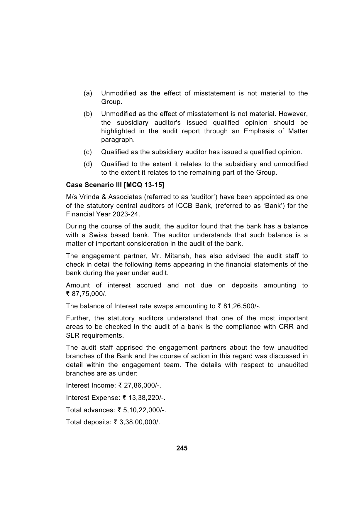 Paper 3: Advanced Auditing, Assurance and Professional Ethics — Model Test Paper 2, question page 10
