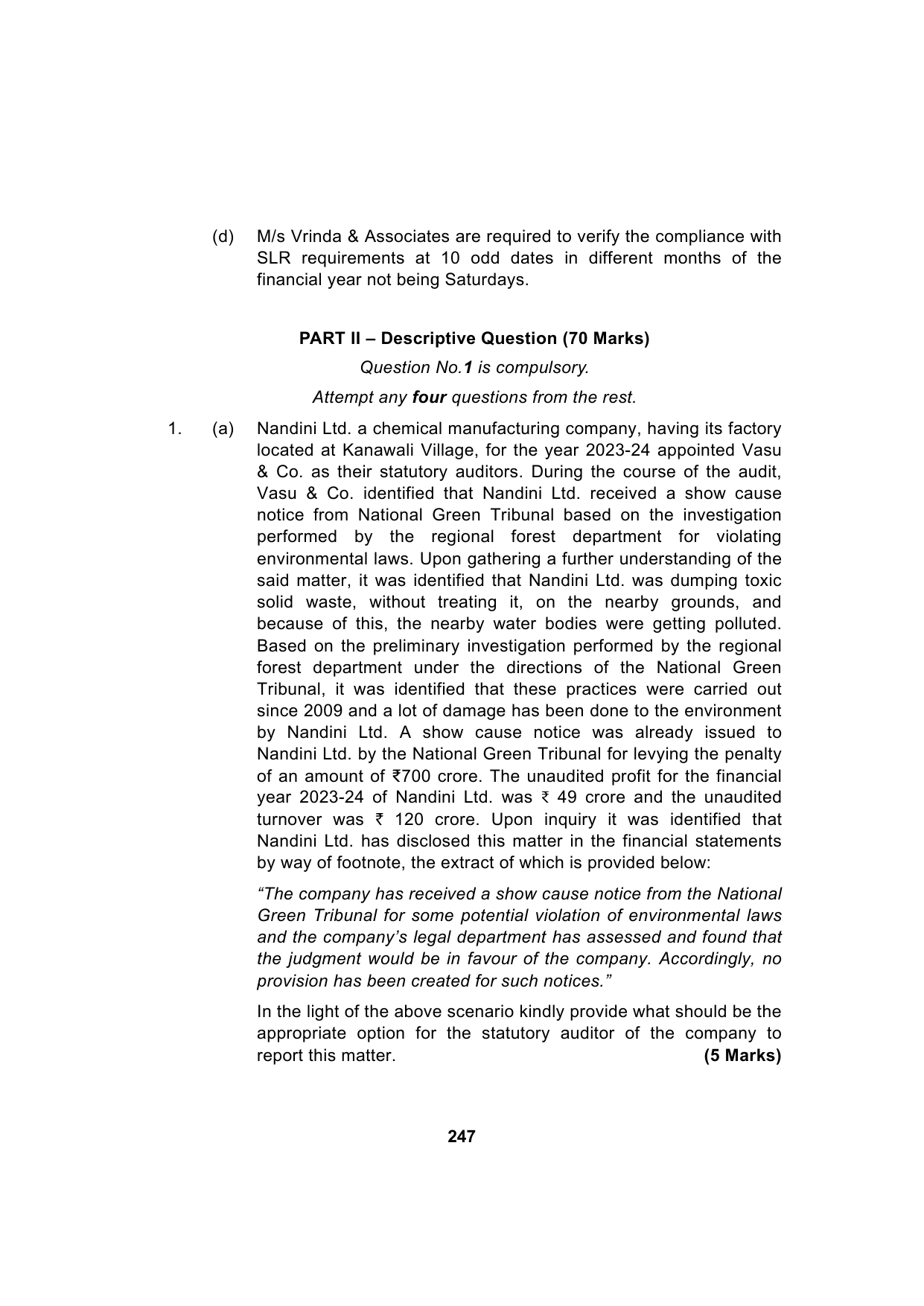 Paper 3: Advanced Auditing, Assurance and Professional Ethics — Model Test Paper 2, question page 12