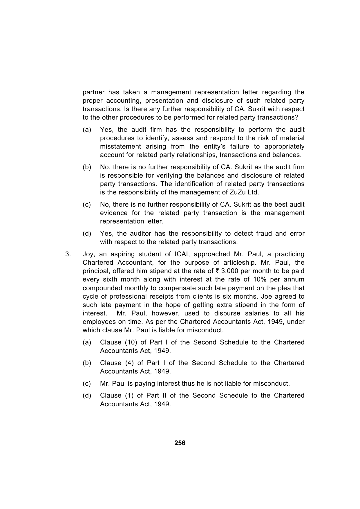 Paper 3: Advanced Auditing, Assurance and Professional Ethics — Model Test Paper 3, question page 2