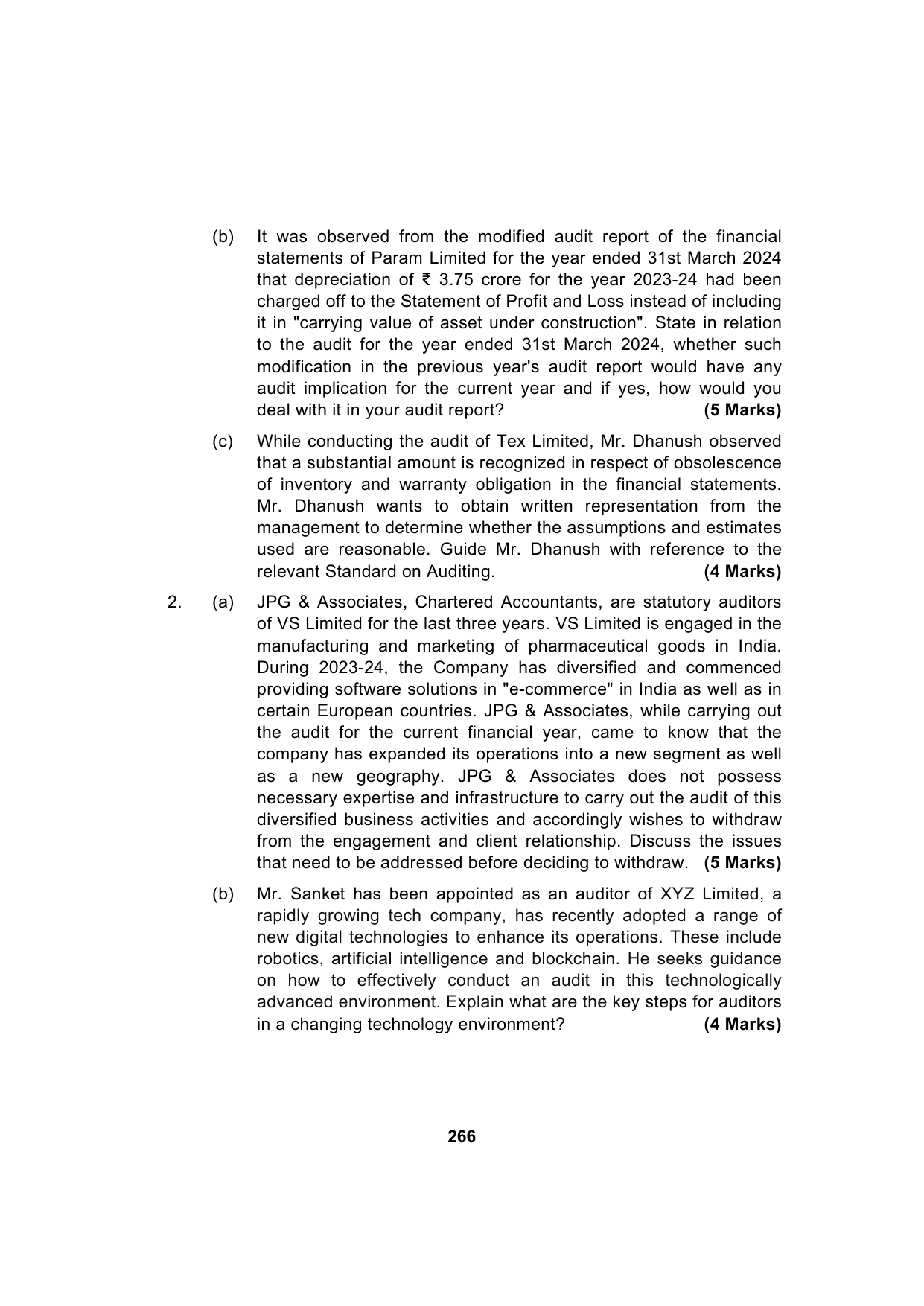 Paper 3: Advanced Auditing, Assurance and Professional Ethics — Model Test Paper 3, question page 12