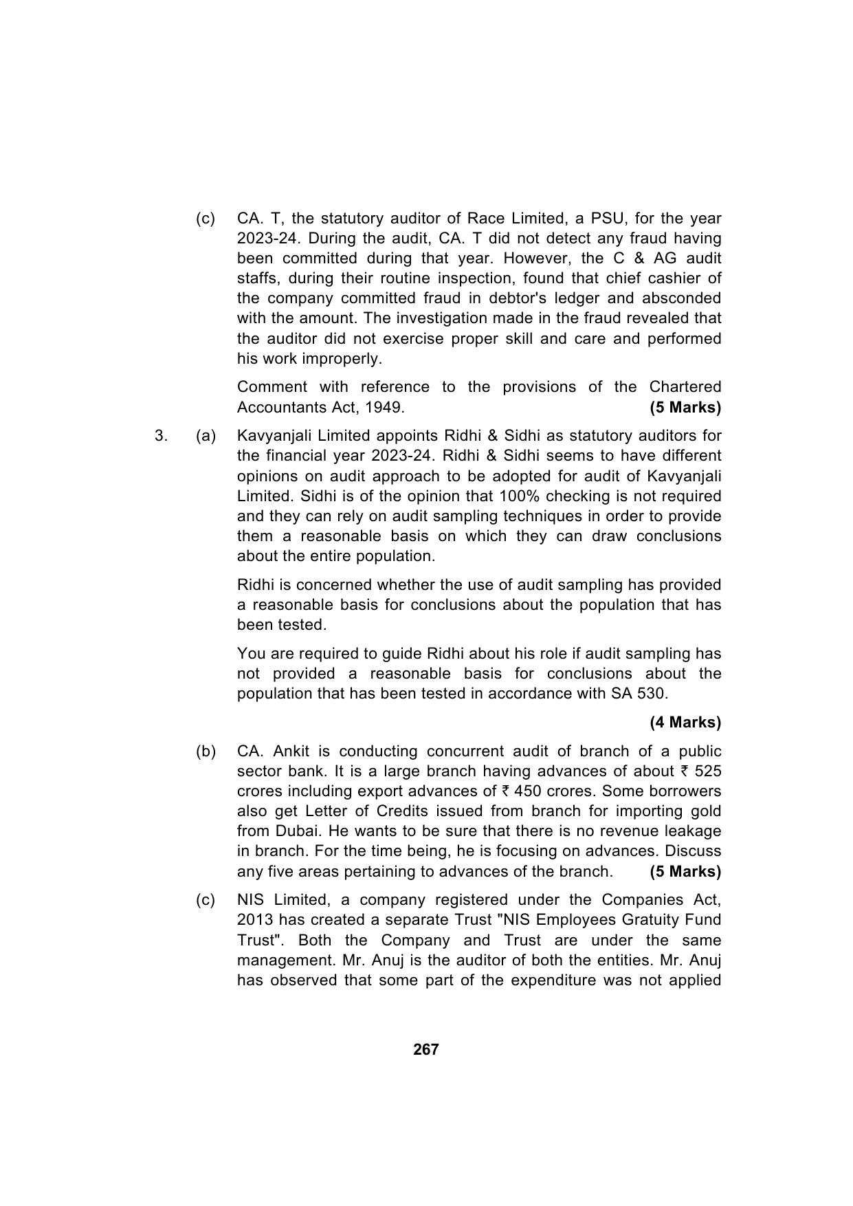 Paper 3: Advanced Auditing, Assurance and Professional Ethics — Model Test Paper 3, question page 13