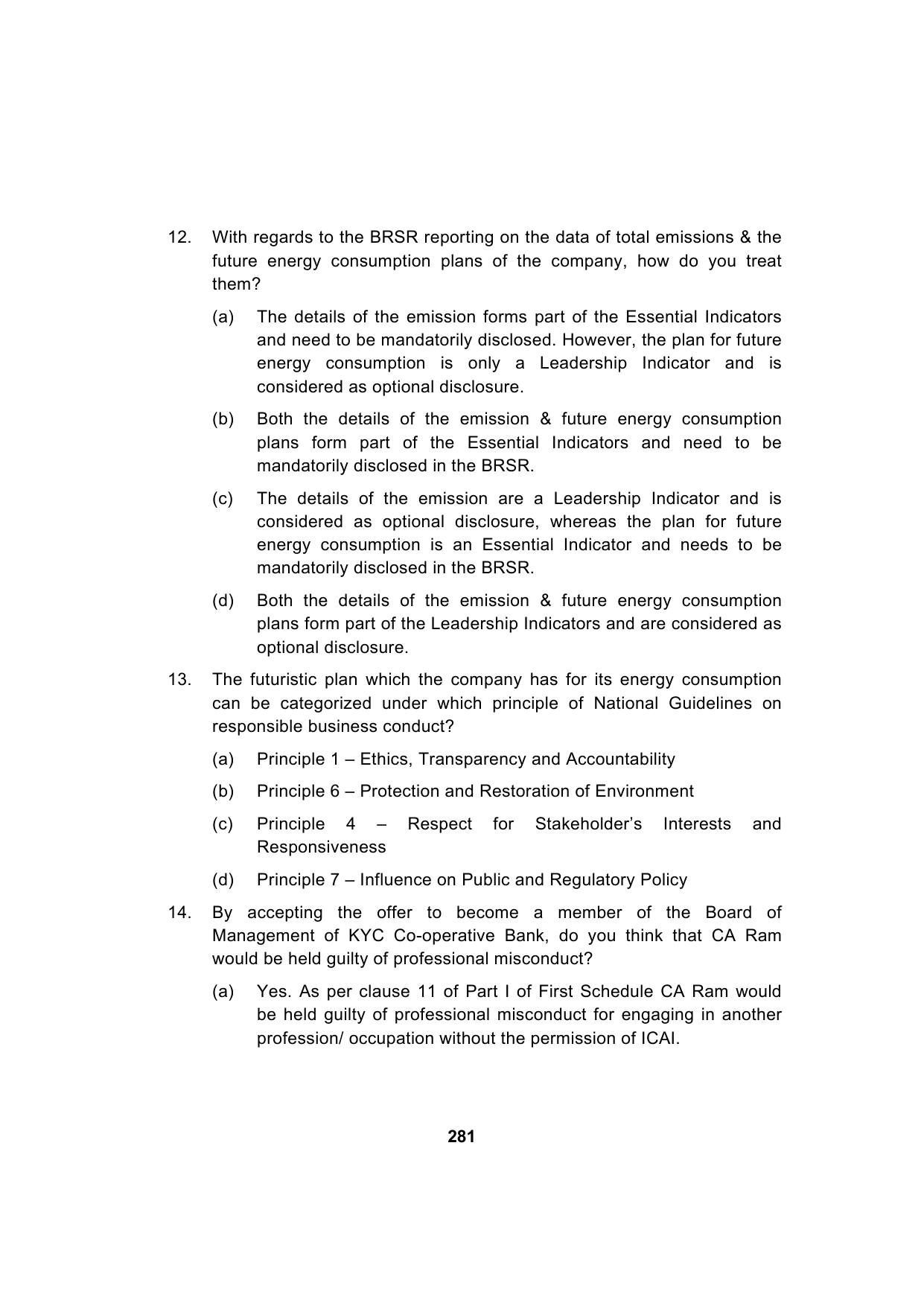 Paper 3: Advanced Auditing, Assurance and Professional Ethics — Model Test Paper 4, question page 10