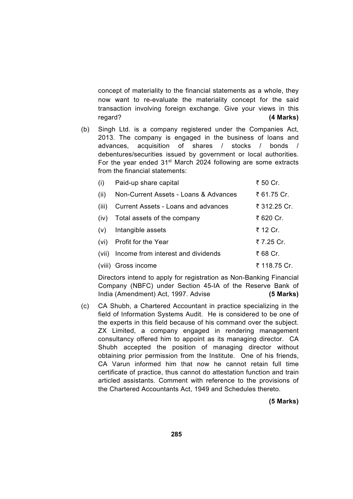 Paper 3: Advanced Auditing, Assurance and Professional Ethics — Model Test Paper 4, question page 14
