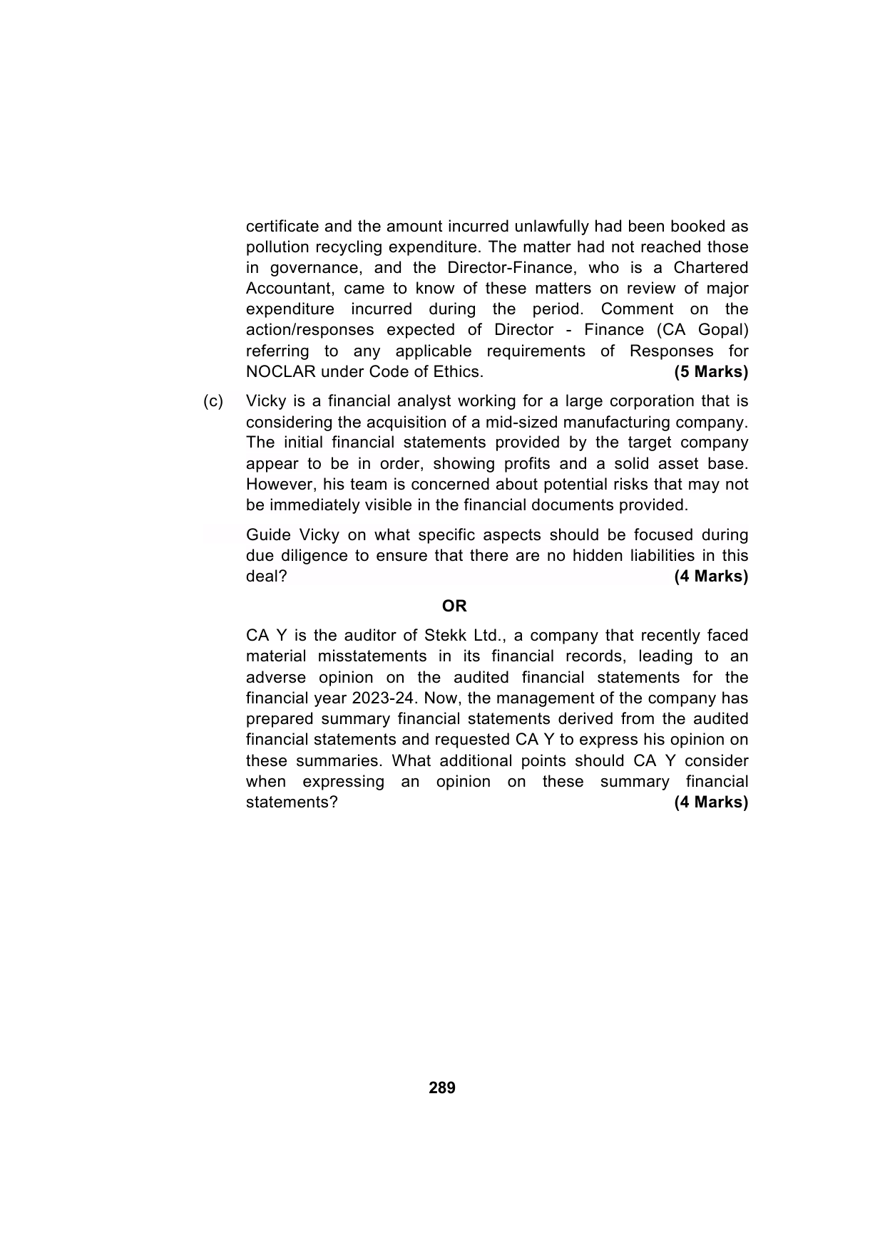 Paper 3: Advanced Auditing, Assurance and Professional Ethics — Model Test Paper 4, question page 18