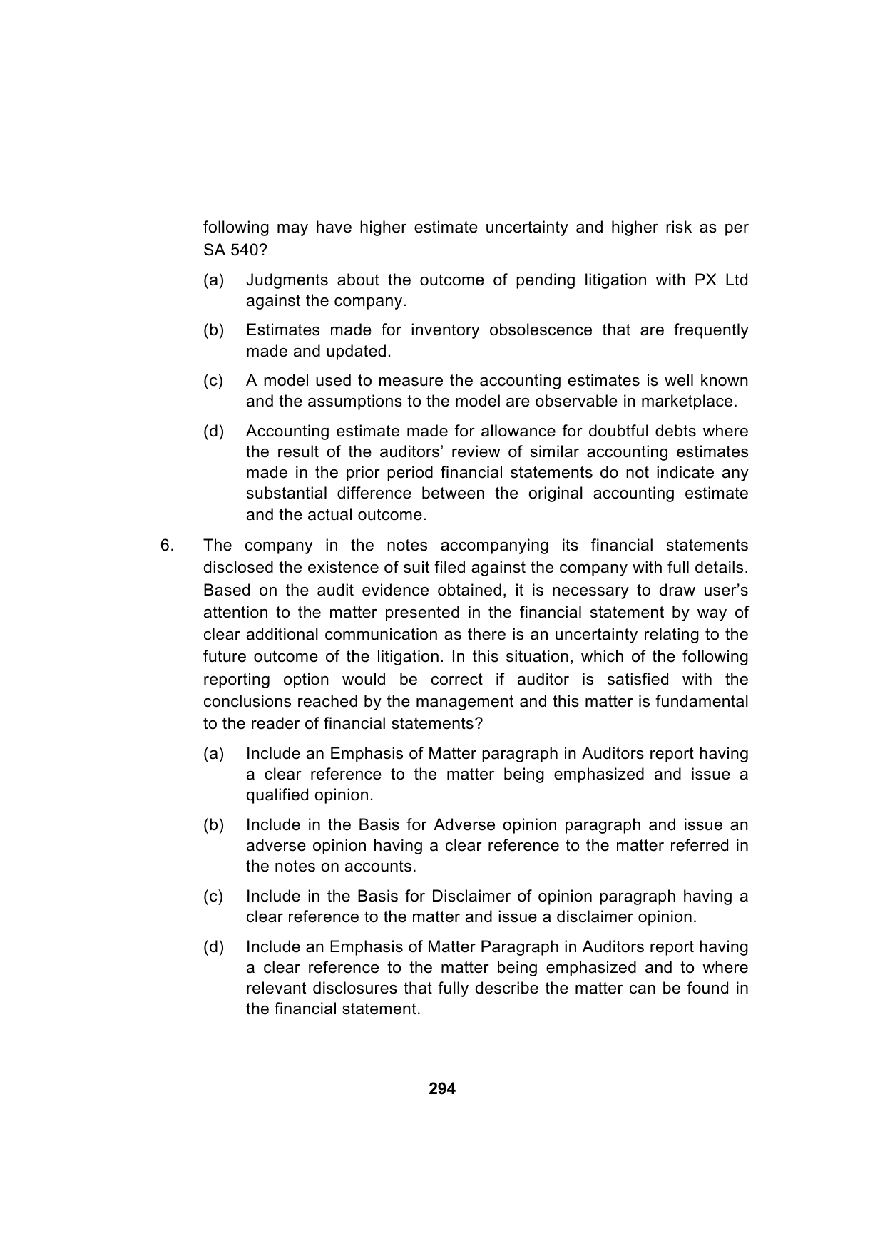 Paper 3: Advanced Auditing, Assurance and Professional Ethics — Model Test Paper 5, question page 5