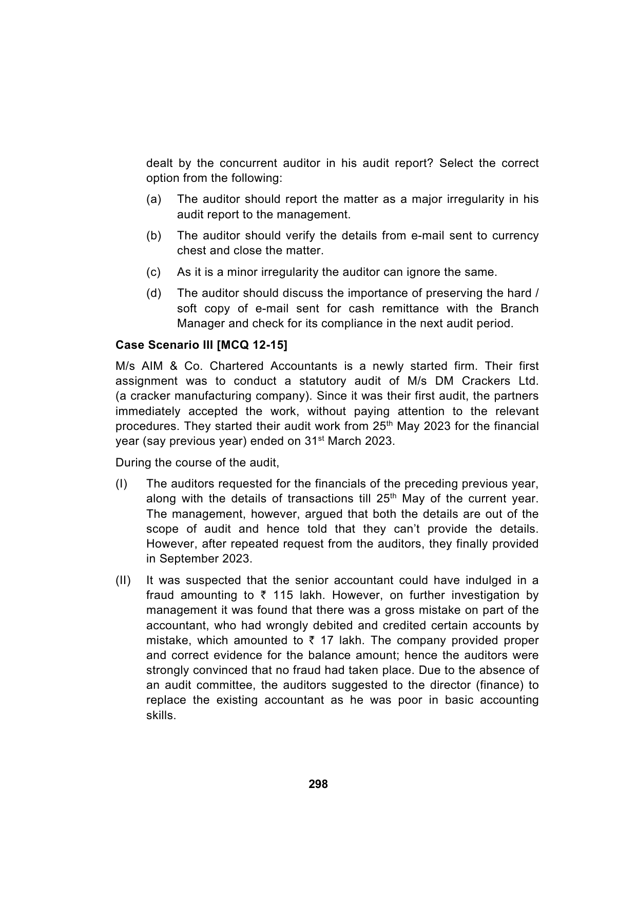 Paper 3: Advanced Auditing, Assurance and Professional Ethics — Model Test Paper 5, question page 9