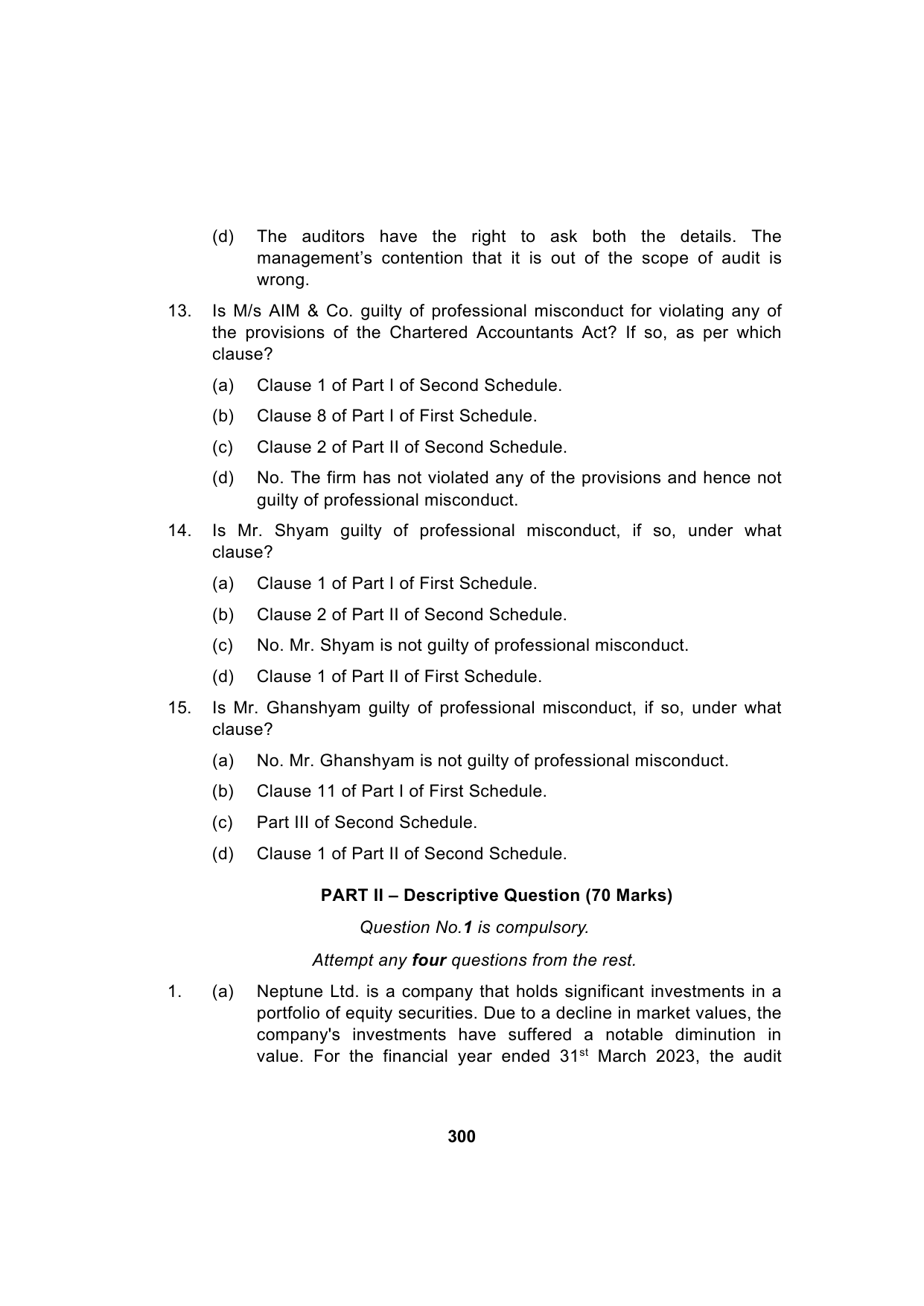 Paper 3: Advanced Auditing, Assurance and Professional Ethics — Model Test Paper 5, question page 11