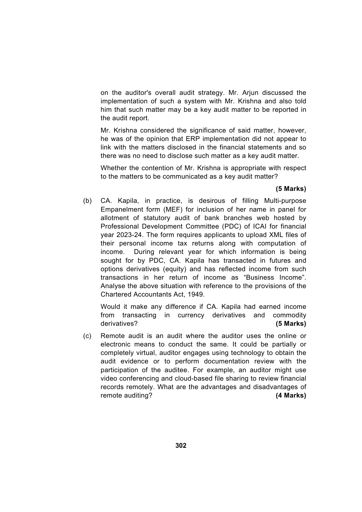 Paper 3: Advanced Auditing, Assurance and Professional Ethics — Model Test Paper 5, question page 13