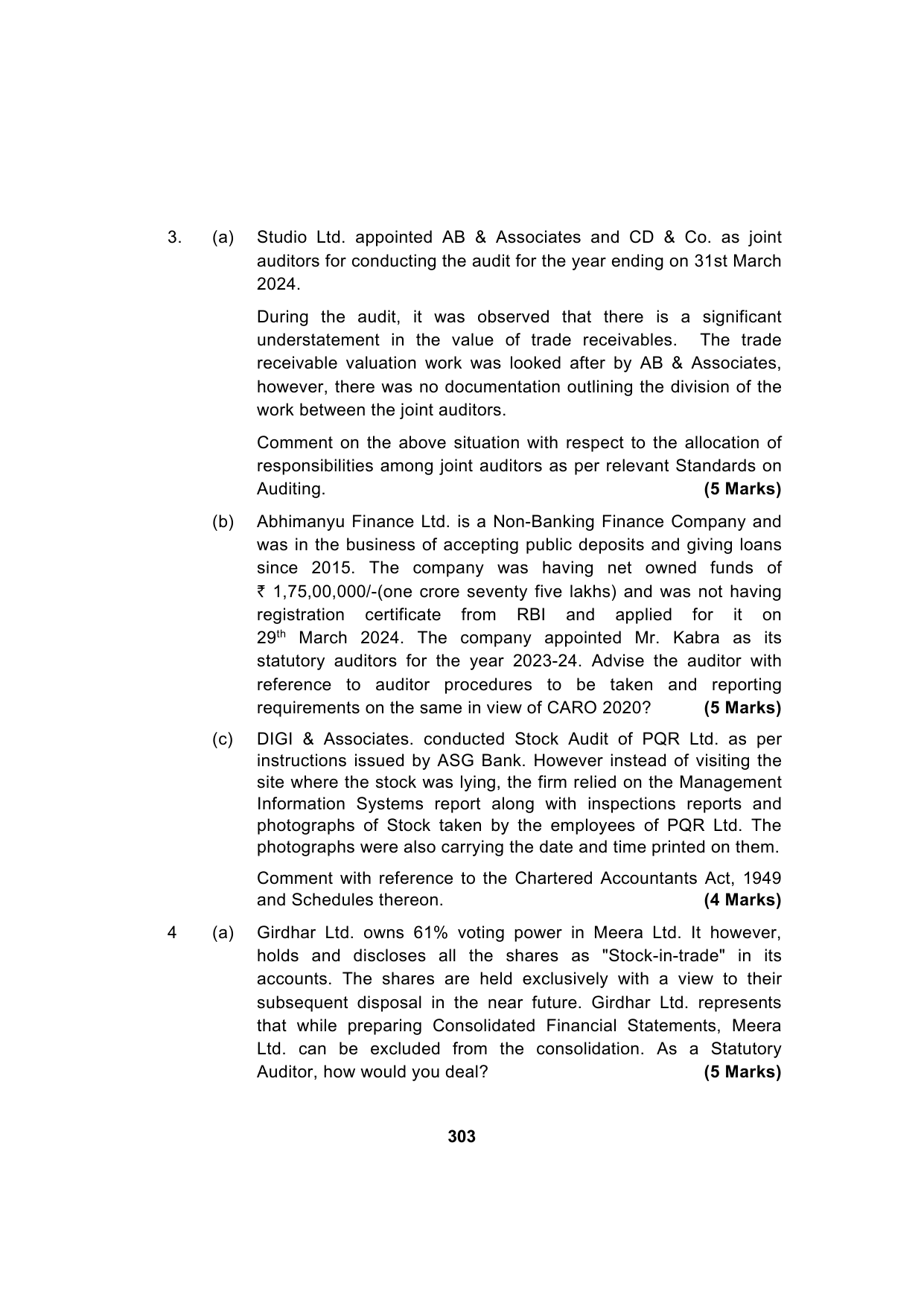 Paper 3: Advanced Auditing, Assurance and Professional Ethics — Model Test Paper 5, question page 14