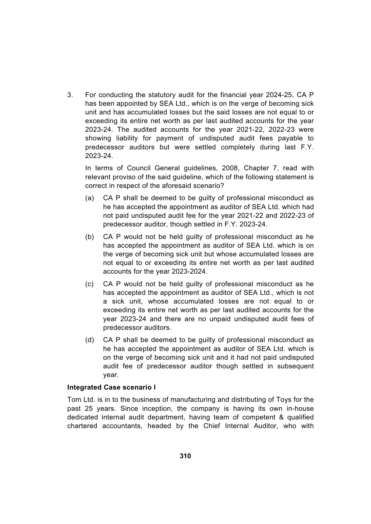 Paper 3: Advanced Auditing, Assurance and Professional Ethics — Model Test Paper 6, question page 3