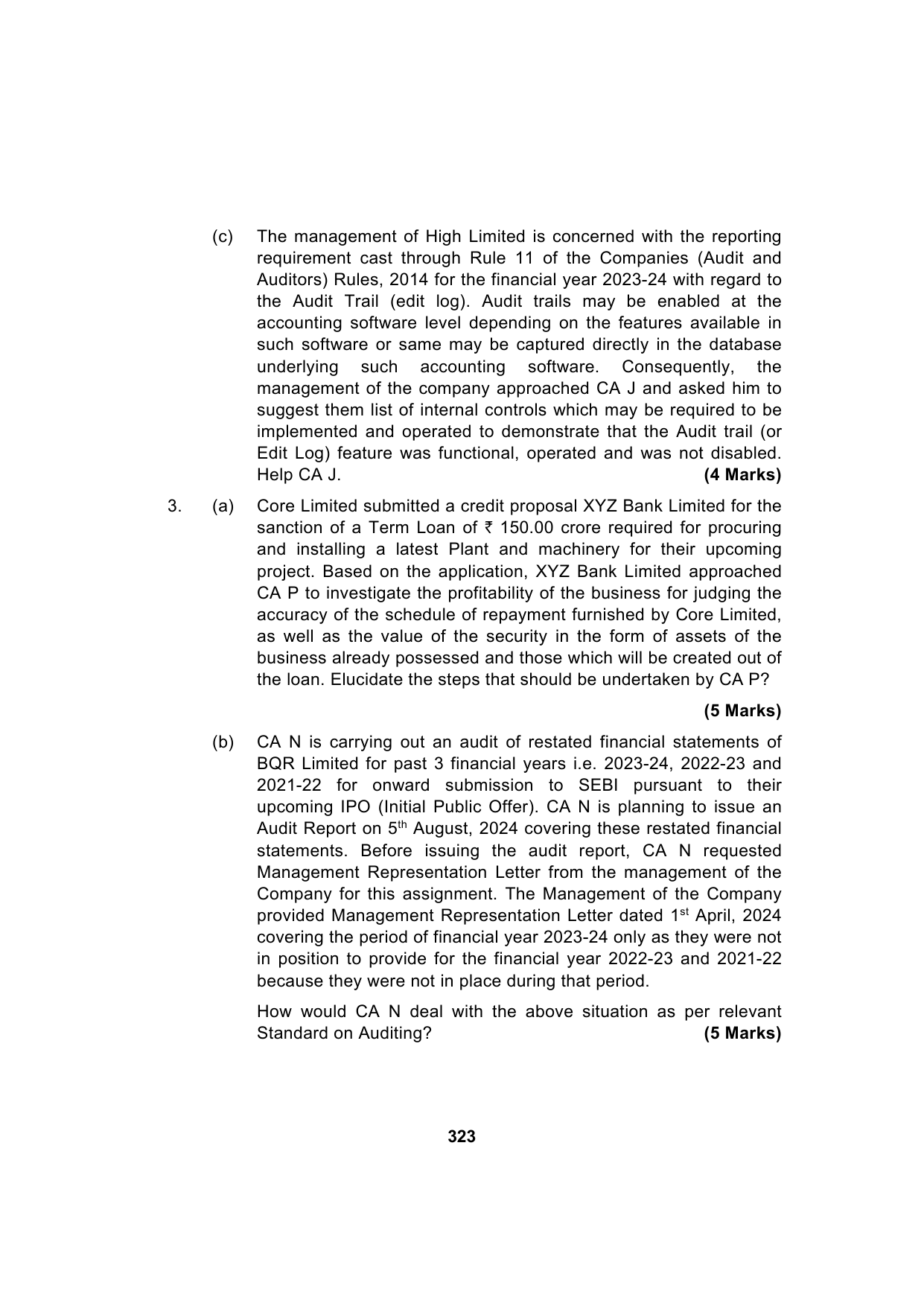 Paper 3: Advanced Auditing, Assurance and Professional Ethics — Model Test Paper 6, question page 16