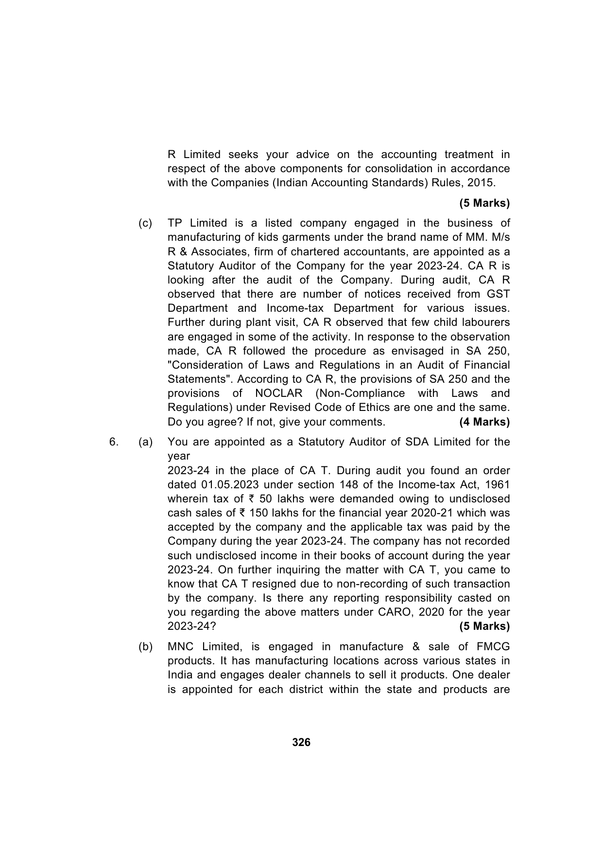 Paper 3: Advanced Auditing, Assurance and Professional Ethics — Model Test Paper 6, question page 19