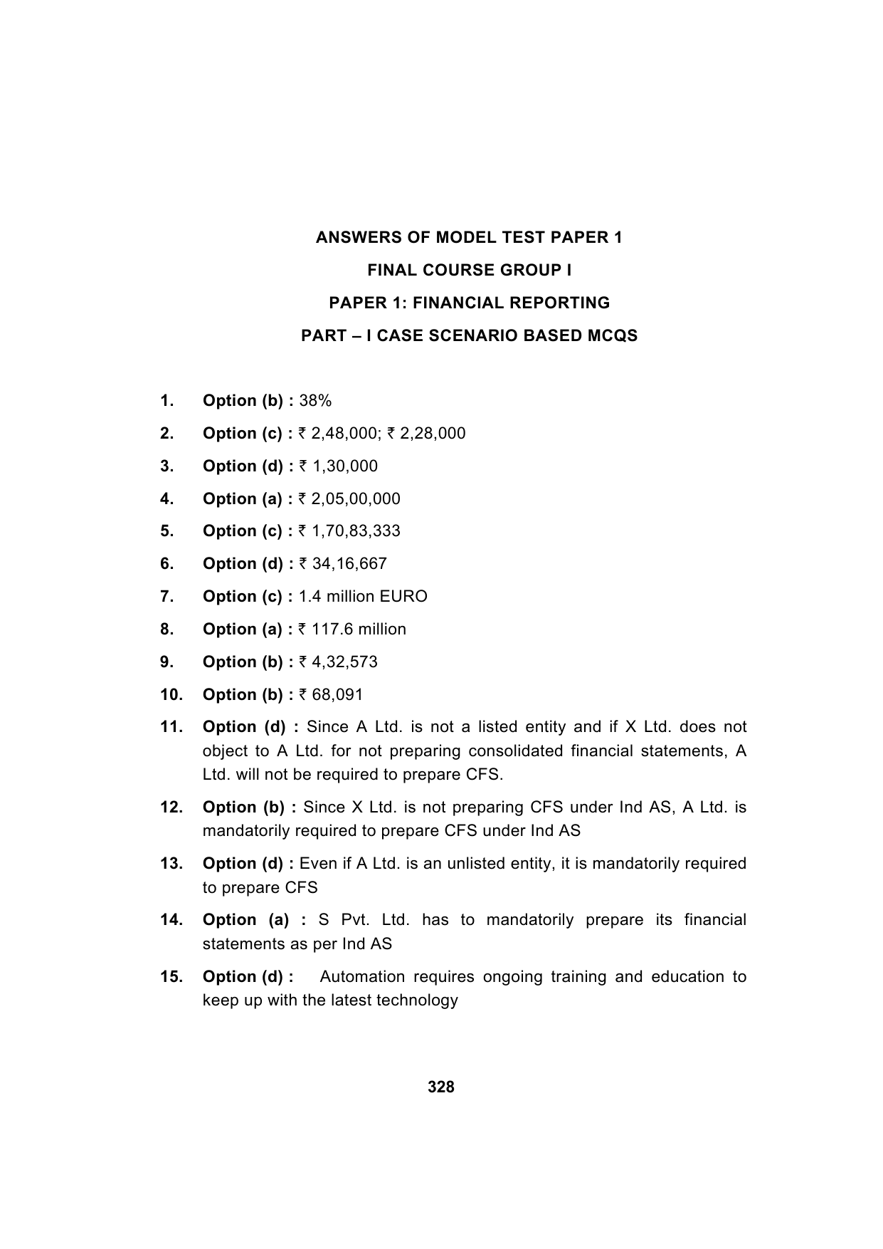 Paper 1: Financial Reporting — Model Test Paper 1, answer page 1