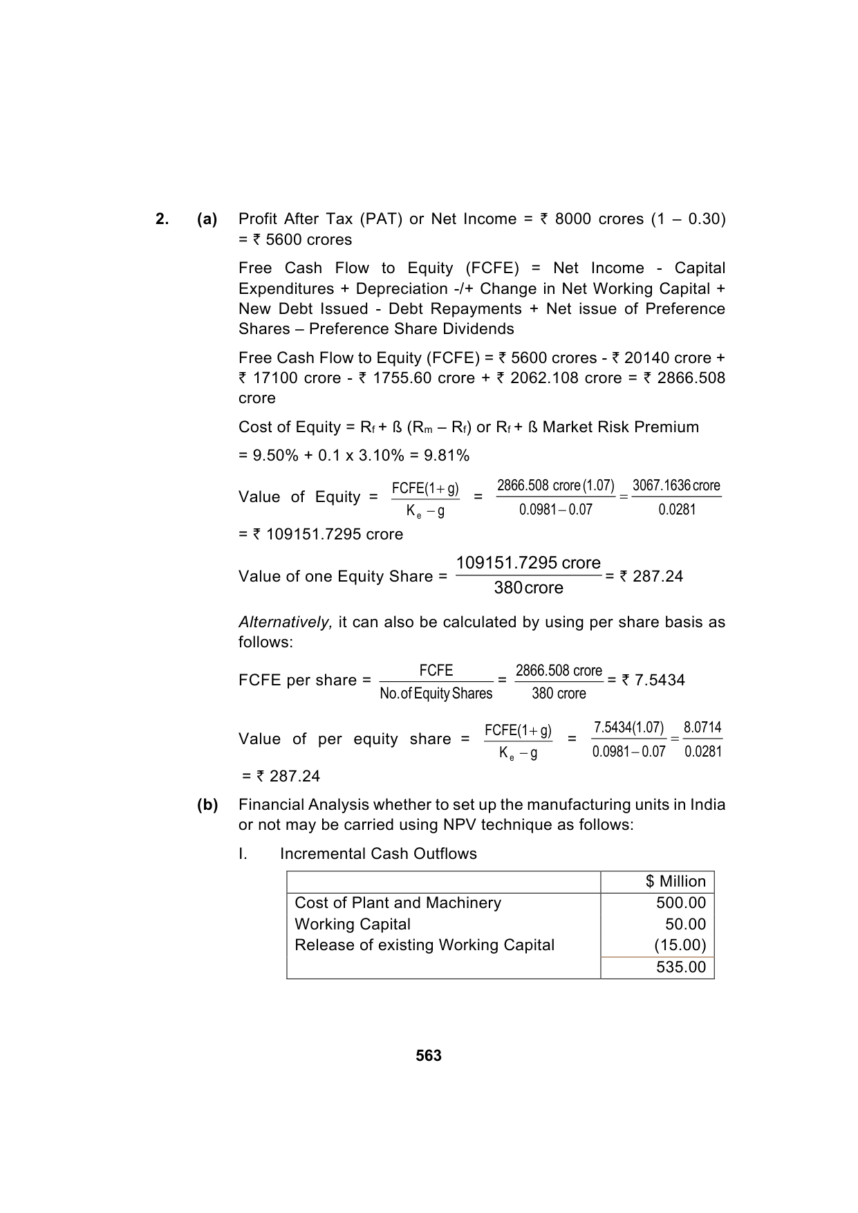 Paper 2: Advanced Financial Management — Model Test Paper 9, answer page 4