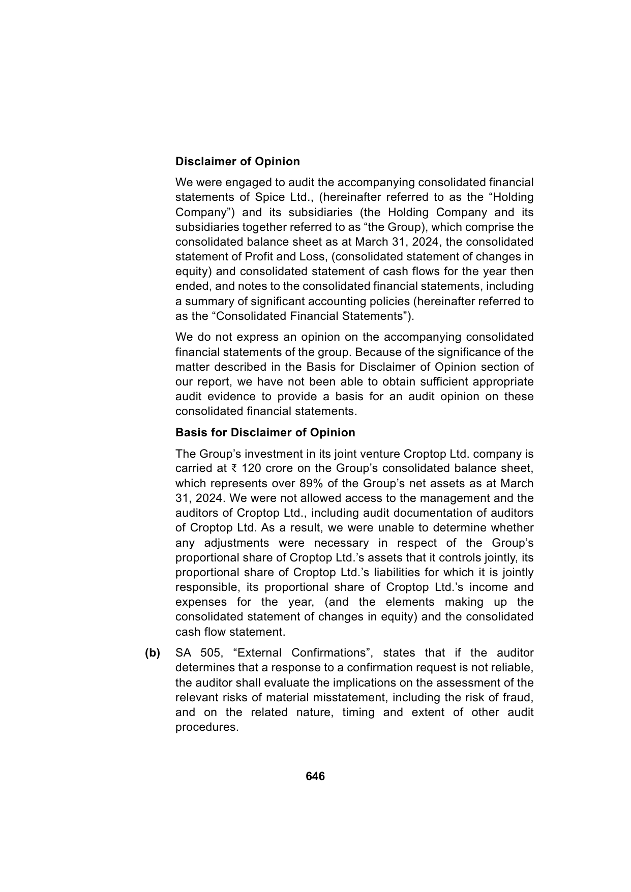 Paper 3: Advanced Auditing, Assurance and Professional Ethics — Model Test Paper 4, answer page 2