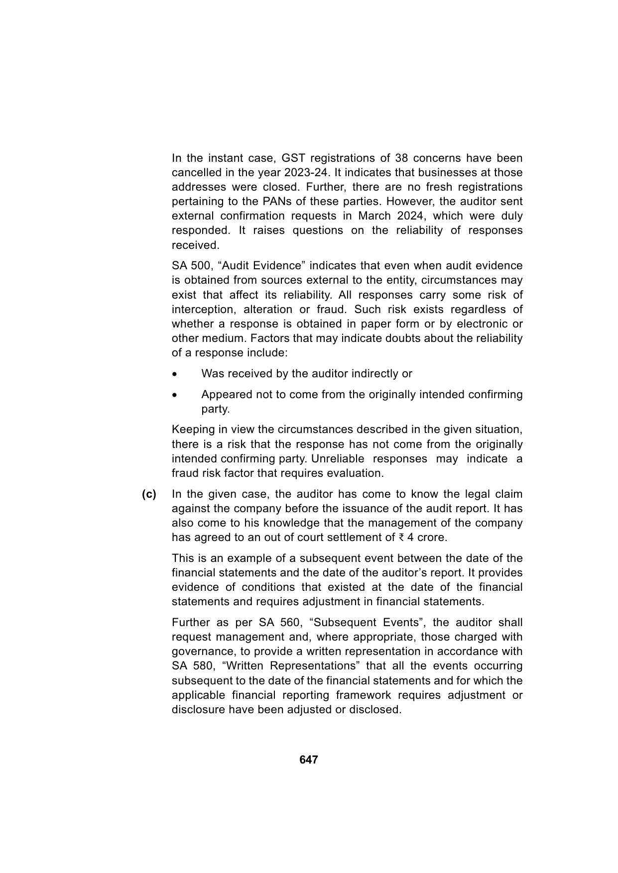 Paper 3: Advanced Auditing, Assurance and Professional Ethics — Model Test Paper 4, answer page 3