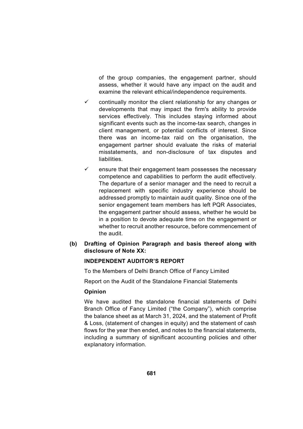 Paper 3: Advanced Auditing, Assurance and Professional Ethics — Model Test Paper 6, answer page 3